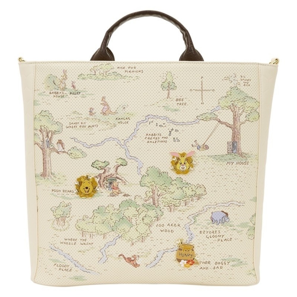 Loungefly Winnie the Pooh Hundred Acre Wood Tote Pin Trader Crossbody Bag NWT